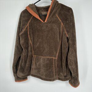 Wooly Bully Fuzzy Fleece Hoodie Brown‎ and Orange Size Medium